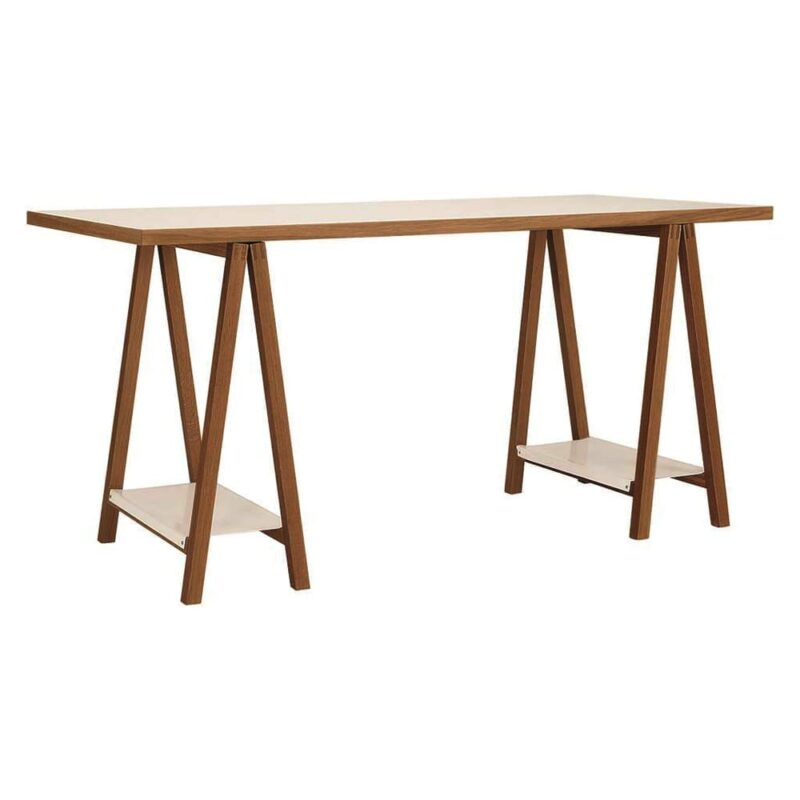 Highbury Trestle kirjoituspöytä, lev.160, syv.75 ja kork. 77 cm, tammiviilutettu taso, jalat tammea, Woodman.