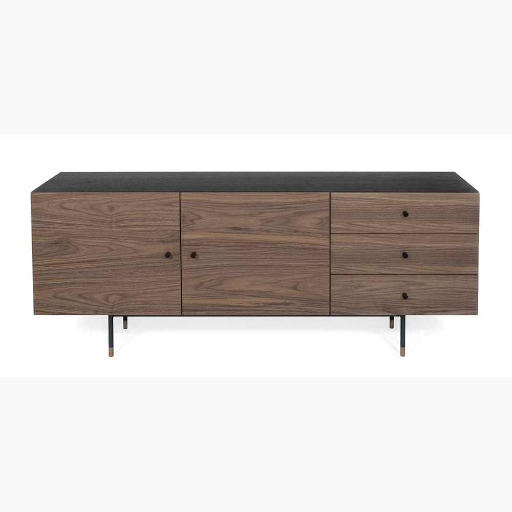 Jugend senkki, lev. 180, syv. 48 ja kork.70 cm, runko pähkinäviilutettu, mustat metallijalat, Woodman.