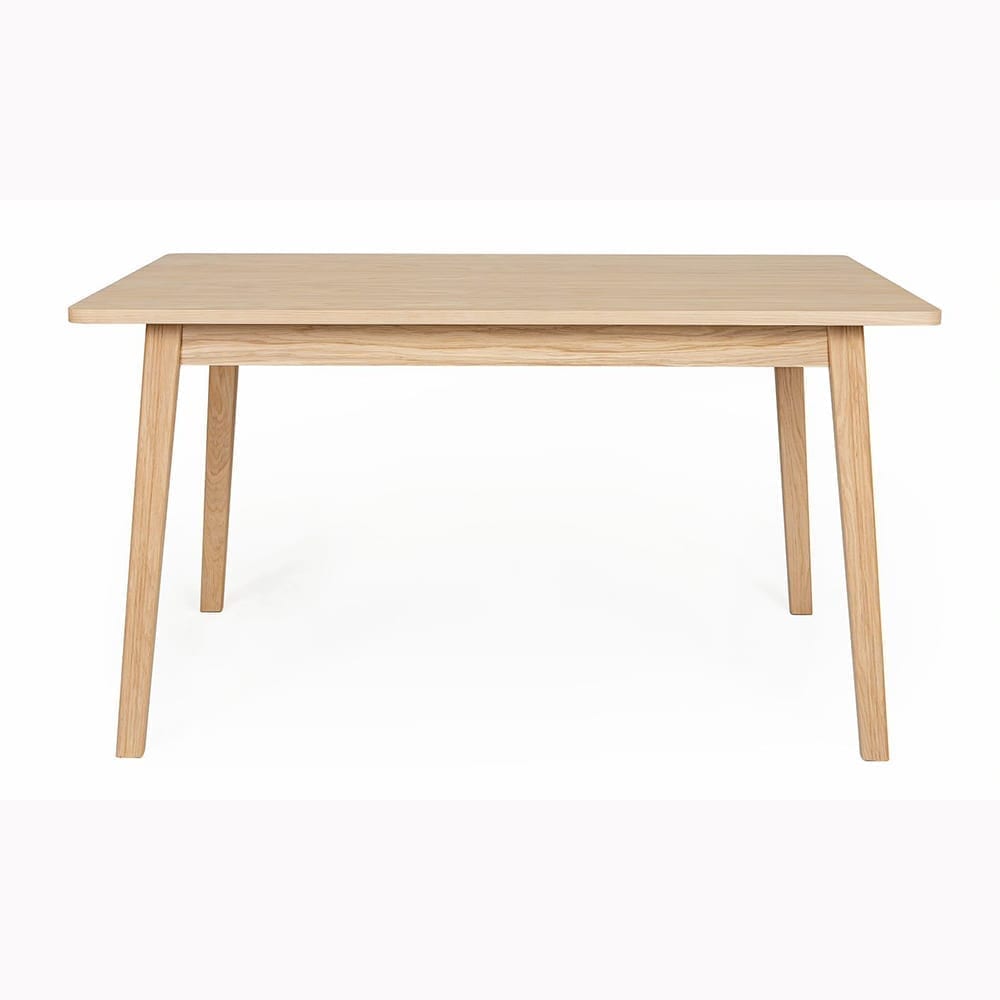 Skagen ruokapöytä, pit.140, lev.90 ja kork. 75 cm, taso tammiviilutettu, jalat tammea, Woodman.