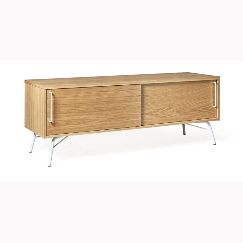 Ashburn Media-taso, tammi/metallijalusta, lev. 145, syv. 44 ja kork. 53 cm, Woodman, happyhomestore.fi