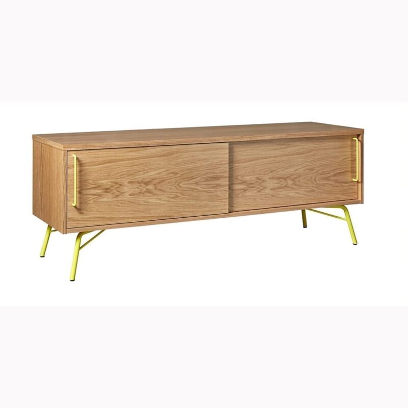 Ashburn Media-taso, tammi/metallijalusta, lev. 145, syv. 44 ja kork. 53 cm, Woodman, happyhomestore.fi