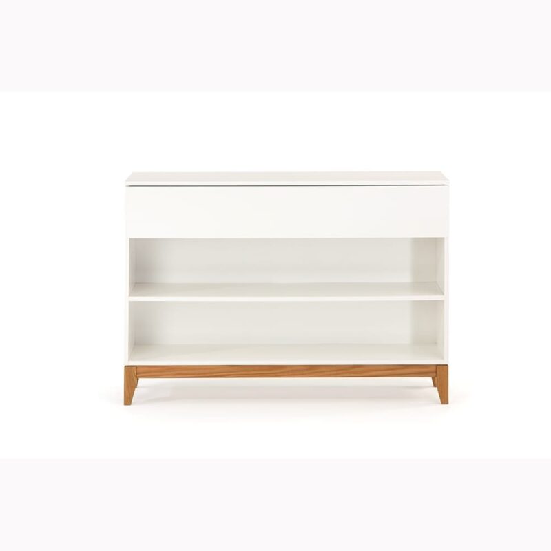 Blanco console avohylly, valkoinen/tammijalusta, Woodman.