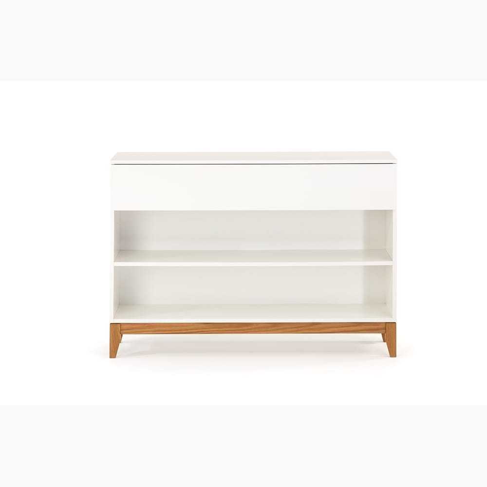 Blanco console avohylly, valkoinen/tammijalusta, Woodman.