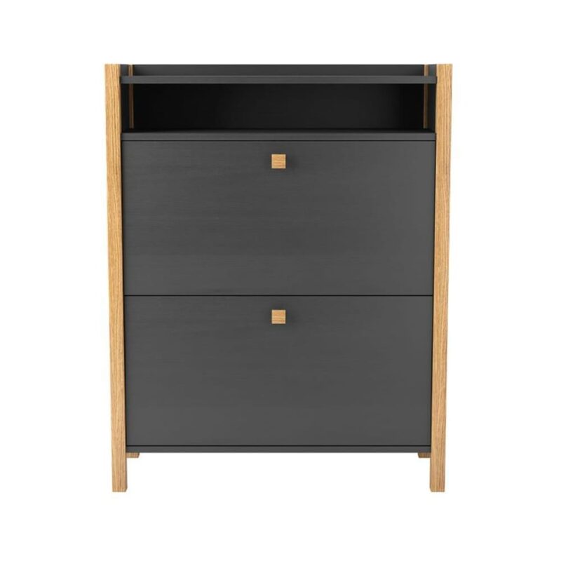 Hannover kenkäkaappi 2D, 84x26xk.107 cm, harmaa/tammirunko,Woodman.