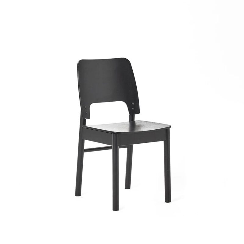Jurvan Pisara -tuoli, koivua, musta petsi, Juha Mäkelä design.