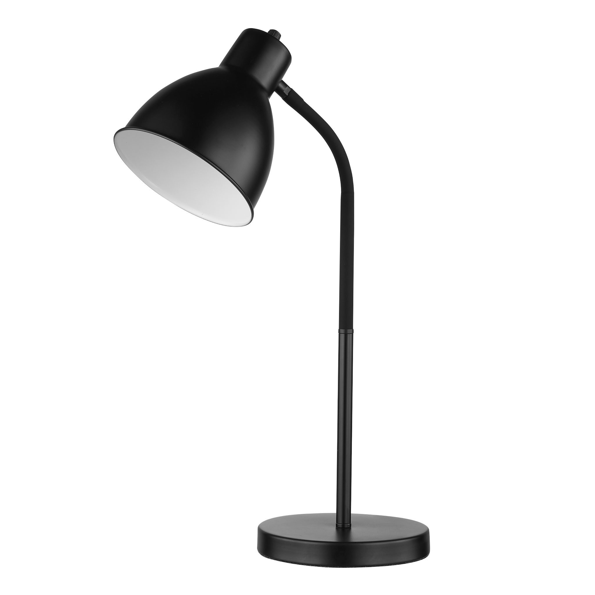 Blink pöytävalaisin, kork. 57 cm ja kuvun halkaisija 16 cm. Väri: musta. Valaisin Grönlund Oy.