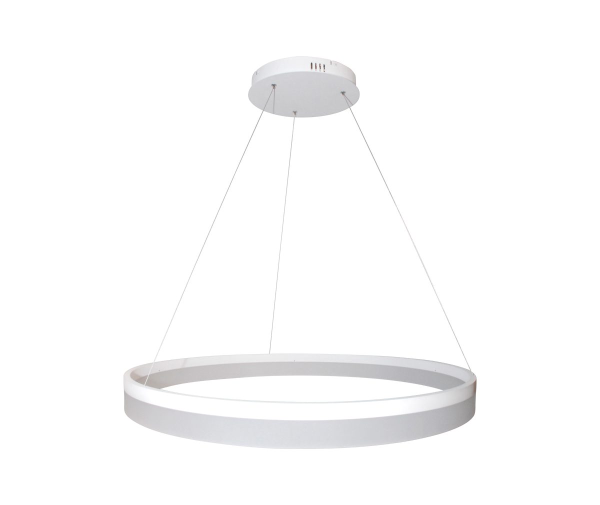 Circulo on led valaisin, halk. 60 cm ja kork. 10 cm, valkoinen alumiini ja valkoinen akryyli. Valmistaja: Valaisin Grönlund Oy.
