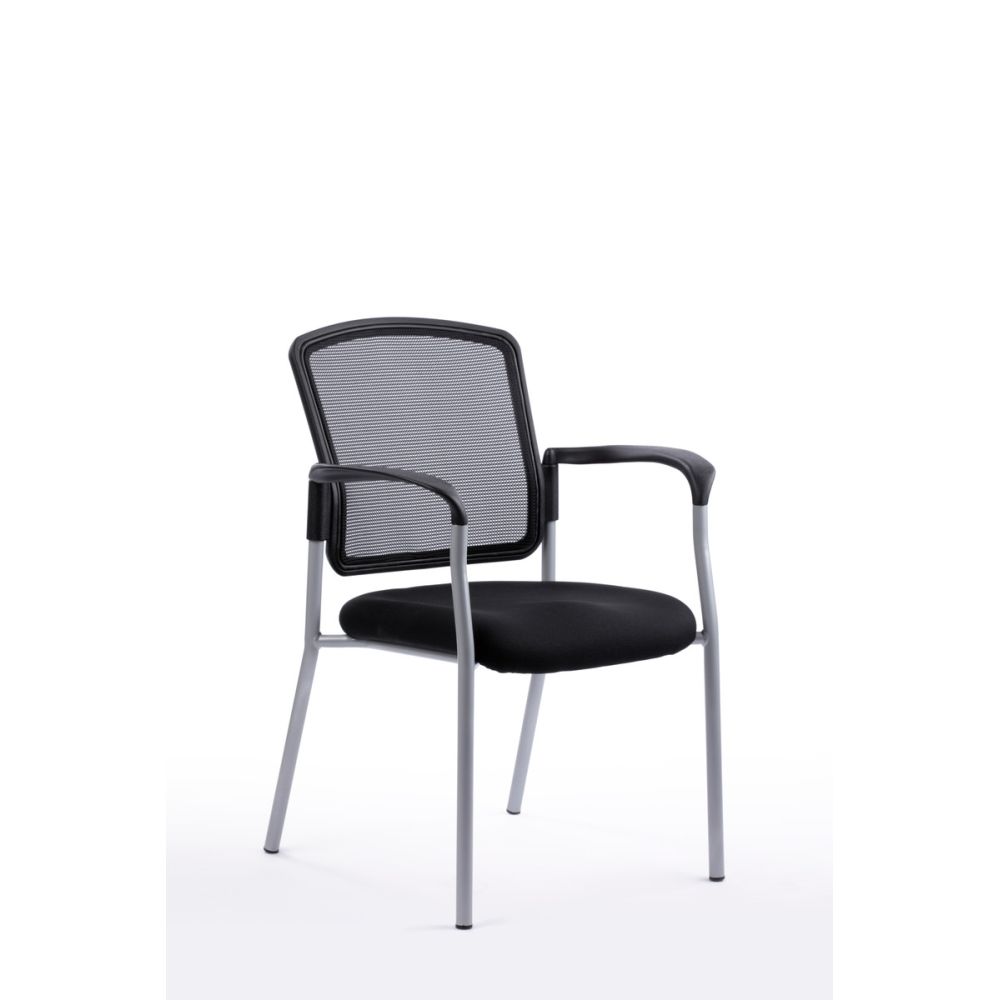 Sitio Meeting neuvottelutuoli, runko harmaaksi maalattu, istuin pehmustettu ja verhoiltu Dove-kankaalla, selkäosa verhoiltu mesh-kankaalla (polyester).