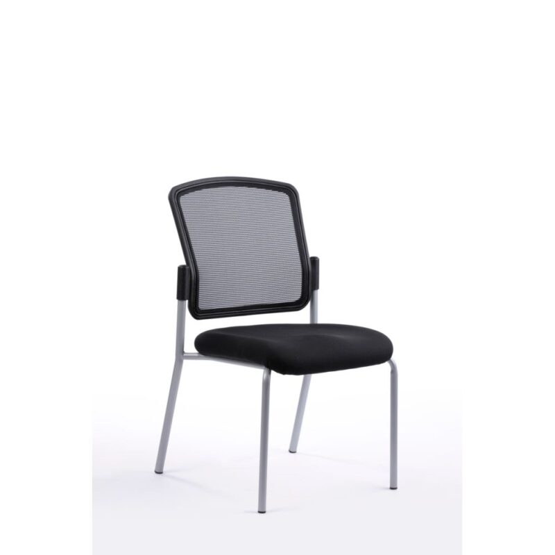 Sitio Meeting asiakastuoli, runko harmaa, istuin pehmustettu ja verhoiltu Dove-kankaalla, selkäosa verhoiltu mesh-kankaalla (polyester).