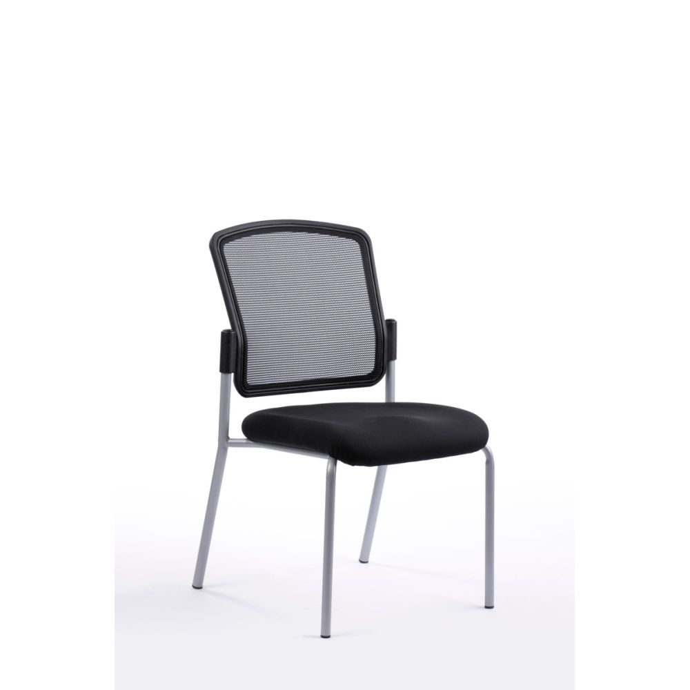 Sitio Meeting asiakastuoli, runko harmaa, istuin pehmustettu ja verhoiltu Dove-kankaalla, selkäosa verhoiltu mesh-kankaalla (polyester).