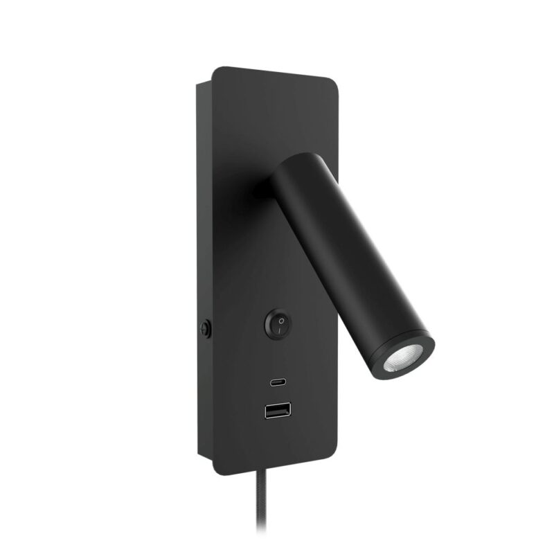 Gent USB-A+C Surface seinävalaisin, musta.