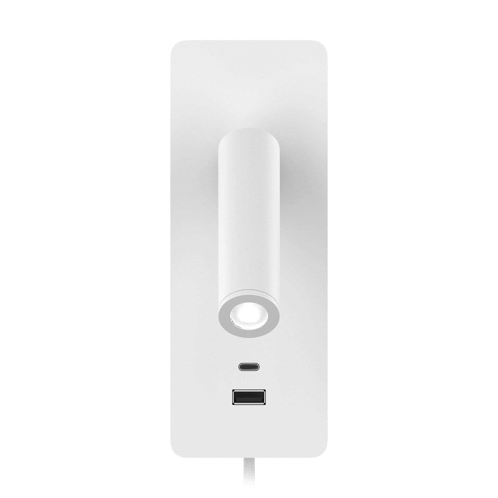 Valaisin Grönlund - Gent USB-A+C Surface -seinävalaisin, valkoinen - Image 4